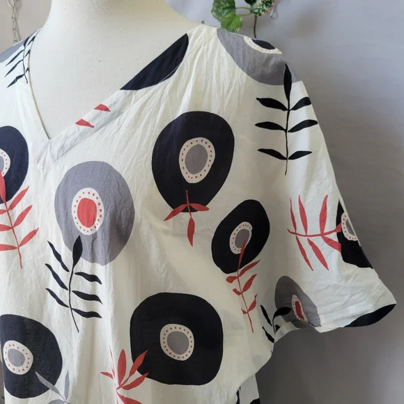 Gudrun Sjoden Julie Cotton Voile Floral V Neck Dress L - Picture 8 of 15